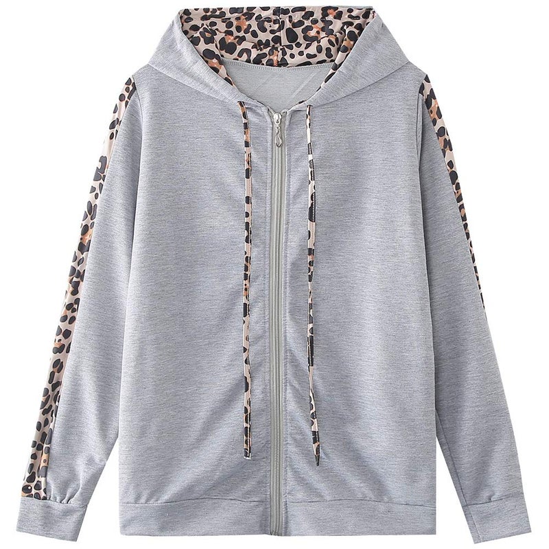 amropi Women's 2 Piece Tracksuit Sweatsuits Sets Hoodie Sweatshirt and Jogging Sweatpants Suit Grey, 4XL - Image 2